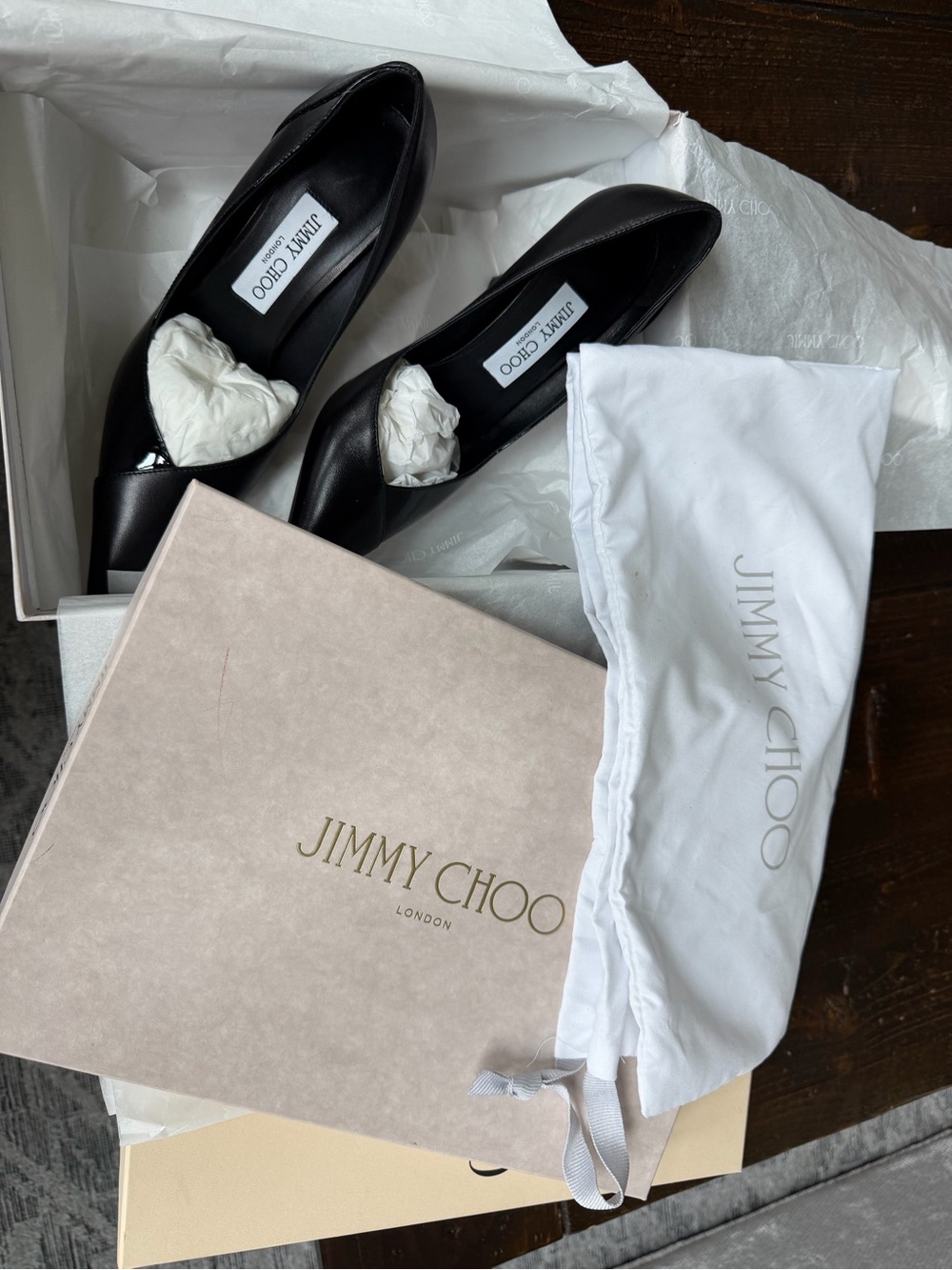 Jimmy Choo Women's Black Leather Pointed Toe Flats